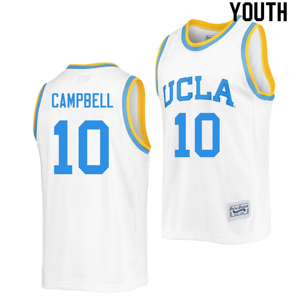 Youth #10 Tyger Campbell UCLA Bruins College Jerseys Sale-Retro White